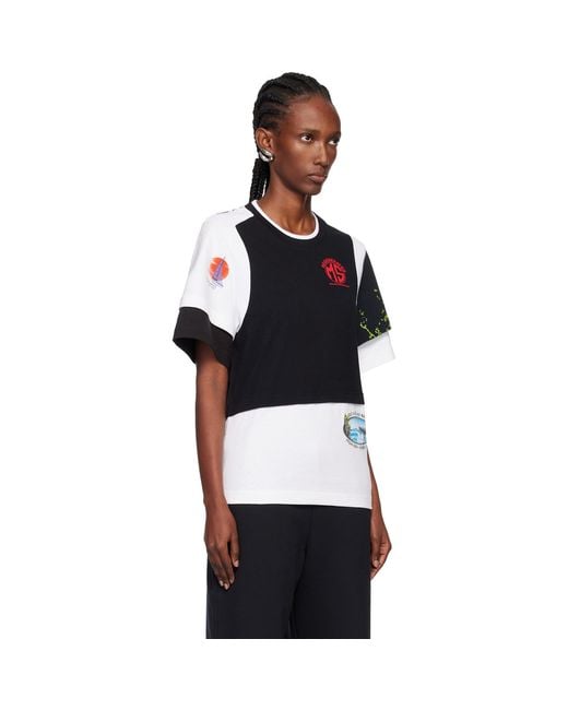 MARINE SERRE Black Regenerated Graphic Jersey Layered T-Shirt