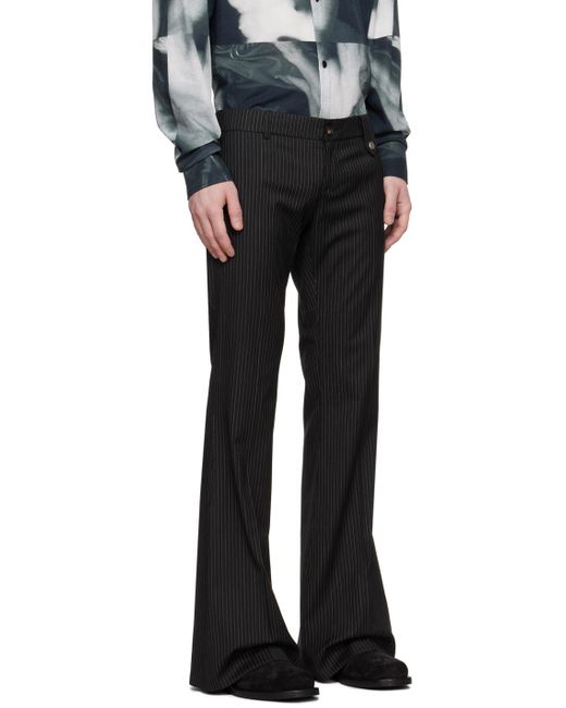 Egonlab Black Pinstripe Trousers for men