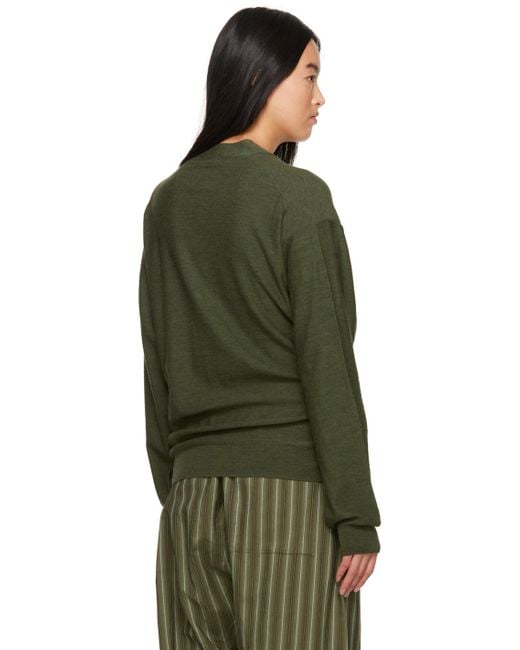 Lemaire Green Relaxed Twisted Cardigan