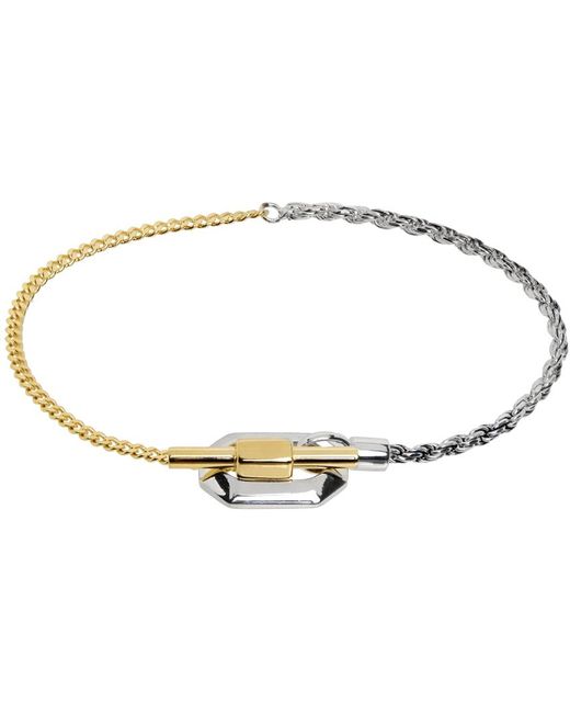 Bottega Veneta Black Gold & Silver Facet Chain Bracelet for men