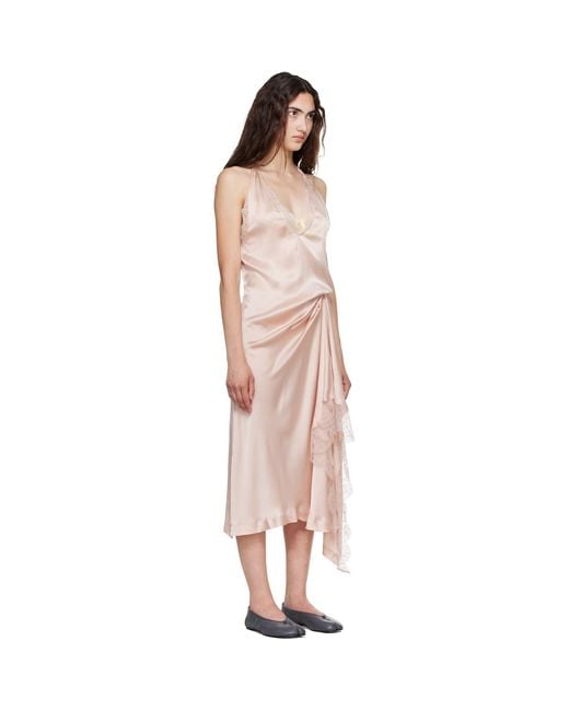 Maison Margiela Pink Lace Slip Midi Dress