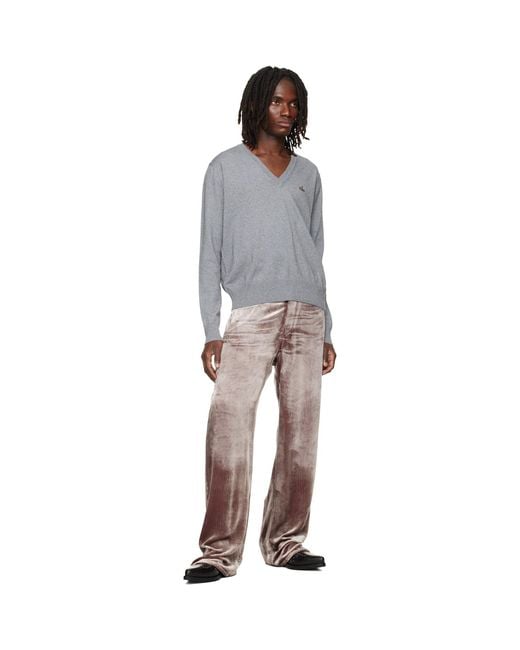 Vivienne Westwood Gray Mark V-Neck Sweater for men