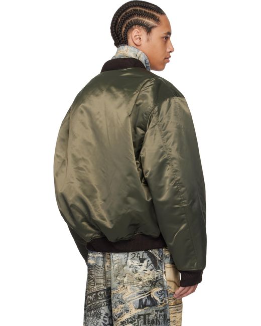 Acne Green Khaki Logogram Bomber Jacket for men