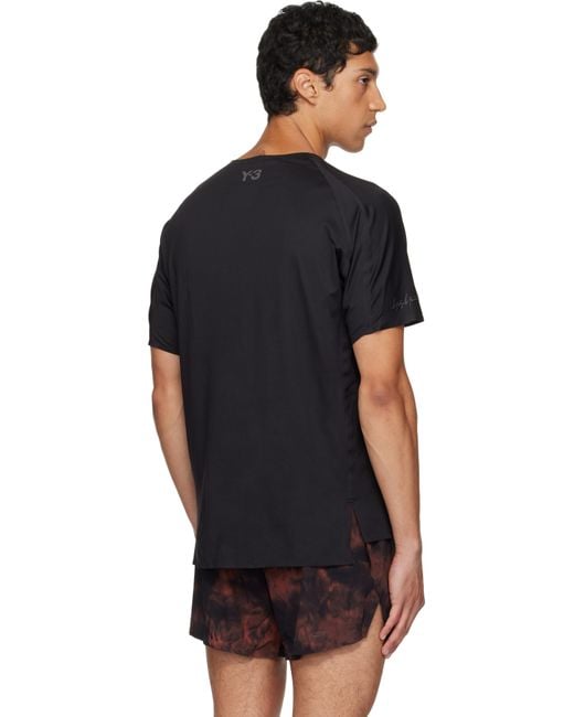 Y-3 Black Running Short Sleeve T-Shirt for men