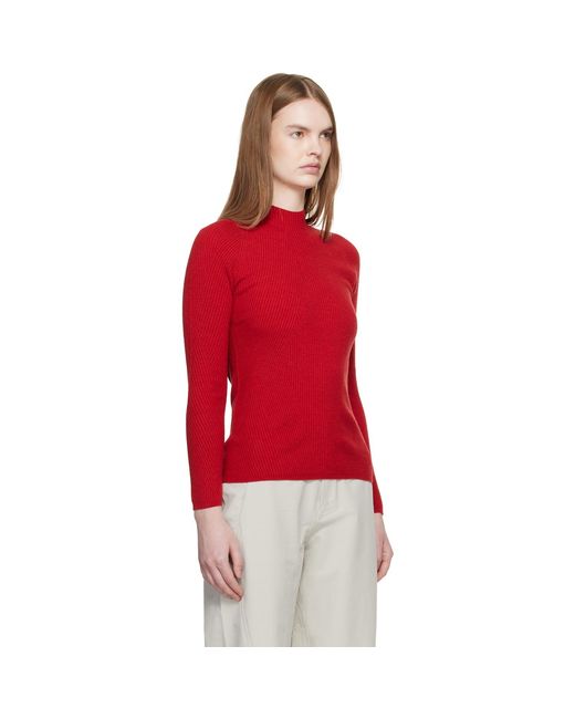 Veilance Red Conic Wool Midlayer Sweater