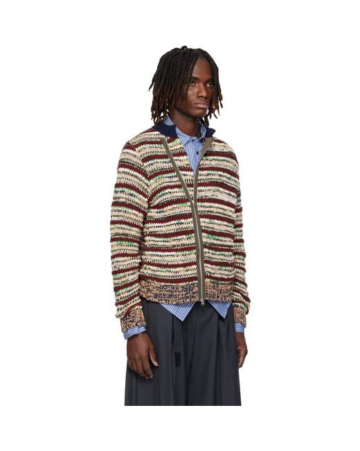 Sacai Multicolor Mix Knit Blouson Cardigan for men