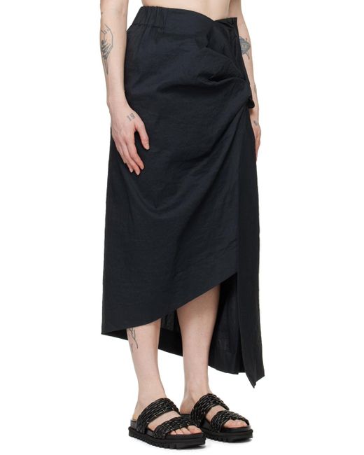 Issey Miyake Black Twisted Midi Skirt