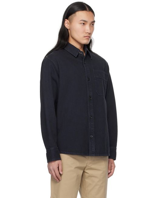 メンズ A.P.C. ネイビー Basile Brodée Poitrine オーバーシャツ Blue