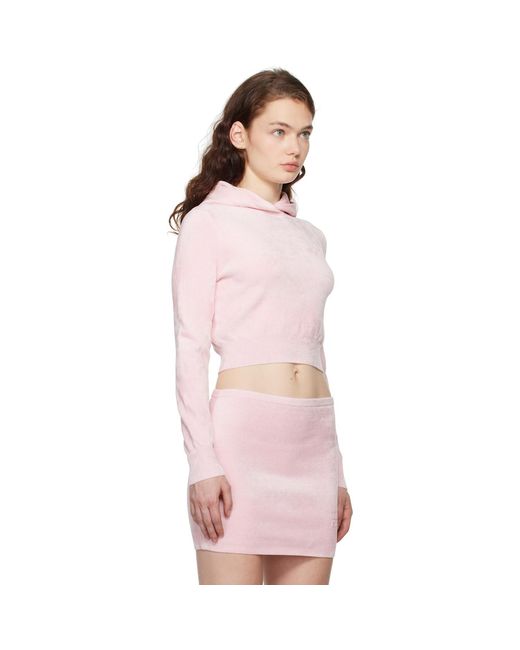 T By Alexander Wang Pink Cropped Long Sleeve Hoodie