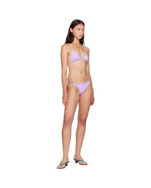 Versace Pink Embroidered-Logo Bikini Bottom