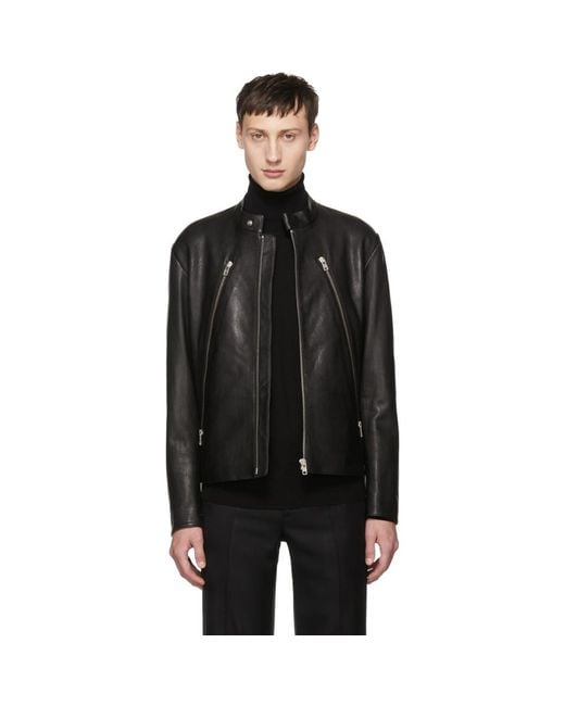 Maison Margiela Black 5-zip Leather Jacket for men
