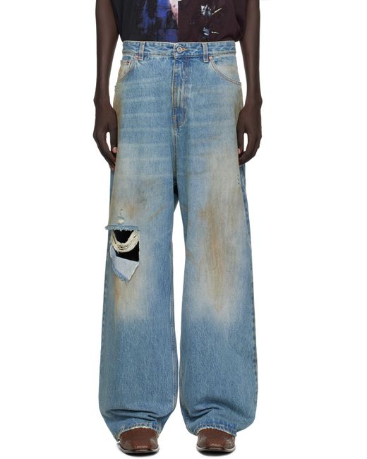 Vetements Blue Distressed Baggy Jeans for men