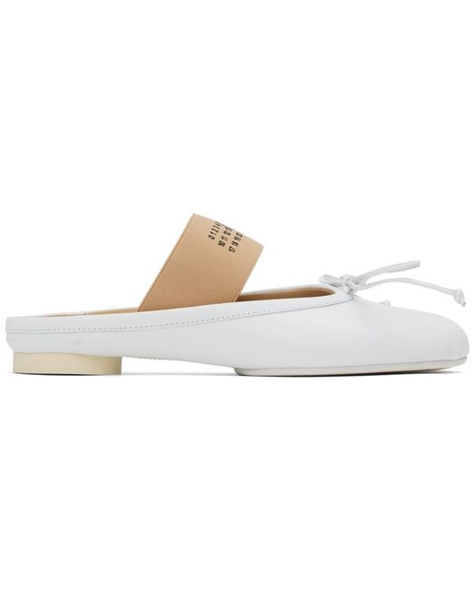 MM6 by Maison Martin Margiela White Smooth Leather Anatomical Ballerina