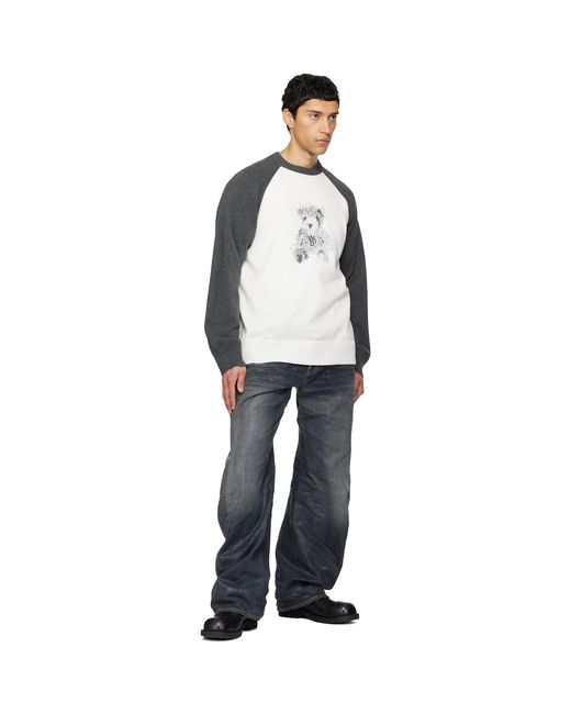we11done White Teddy Raglan Sweater for men