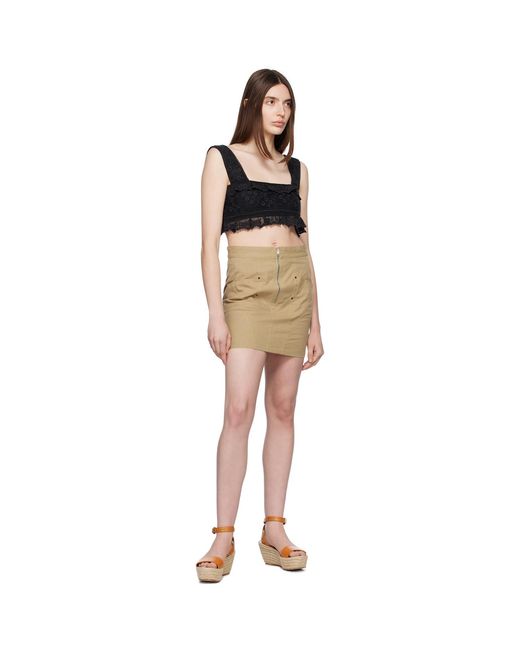 Isabel Marant Natural Zip-Up Cotton Mini Skirt