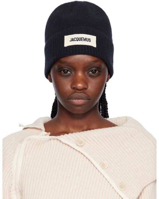 JACQUEMUS Le bonnet ロゴ ビーニー ニット帽 ネイビー JACQUEMUS（ジャックムス）の「LE BONNET JACQUEMUS（ニット