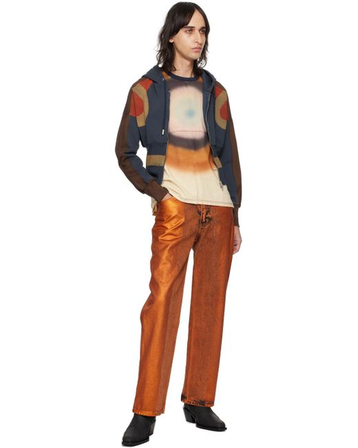 T-shirt et brun à panneaux Eckhaus Latta pour homme en coloris Orange
