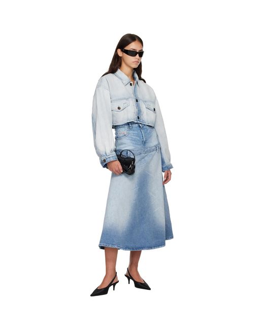 DIESEL Blue Oversized Cropped Trucker Denim Jacket