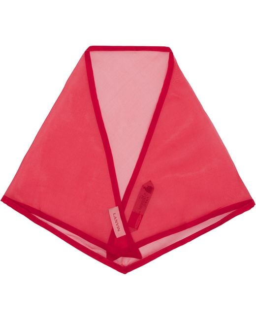 Lanvin Red Silk Organza Triangle Scarf