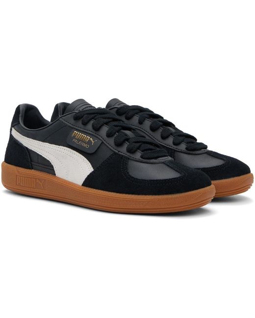 PUMA Black Palermo Leather Sneakers for men