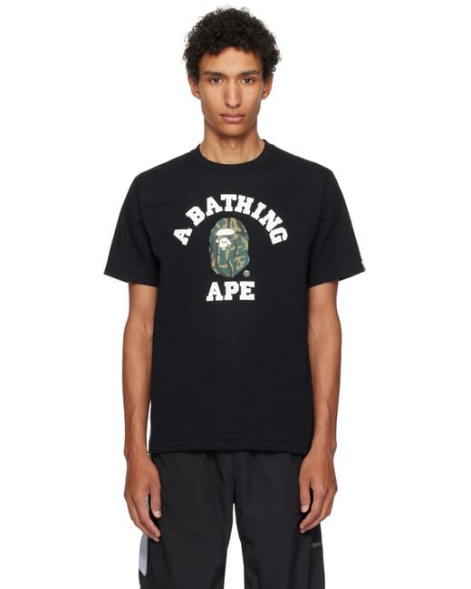 T-Shirt Noir À Logo De Style Collégial À Motif Camouflage Trial A Bathing Ape pour homme en coloris Black