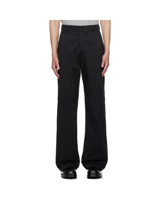 Dries Van Noten Black Sateen Trousers for men
