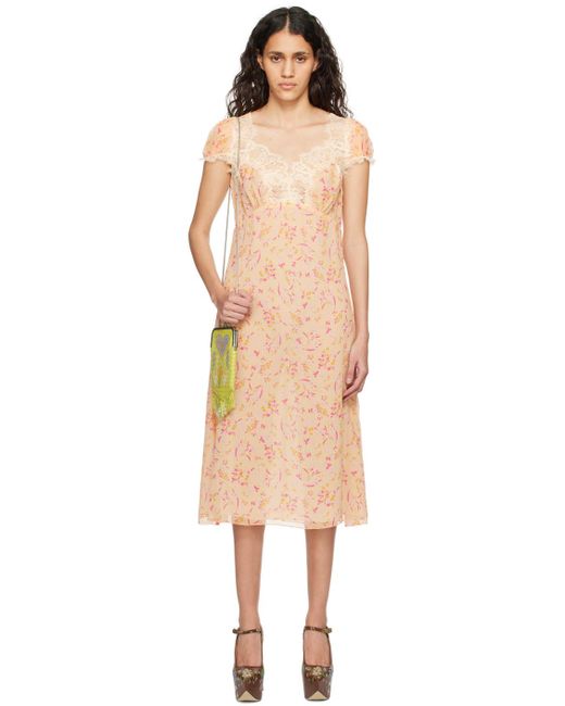 Robe midi à motif fleuri Anna Sui en coloris Black