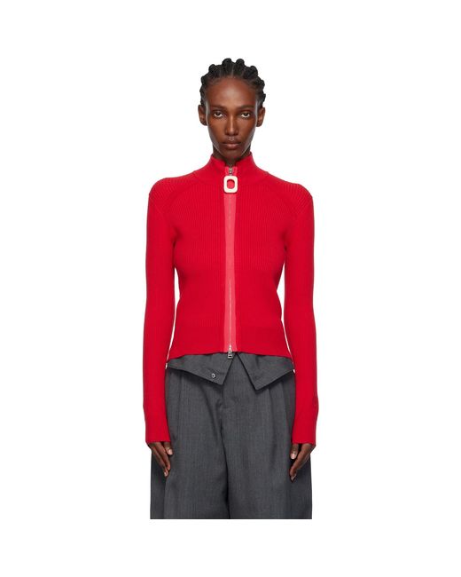 J.W. Anderson Red Fitted Zip Up Sweater