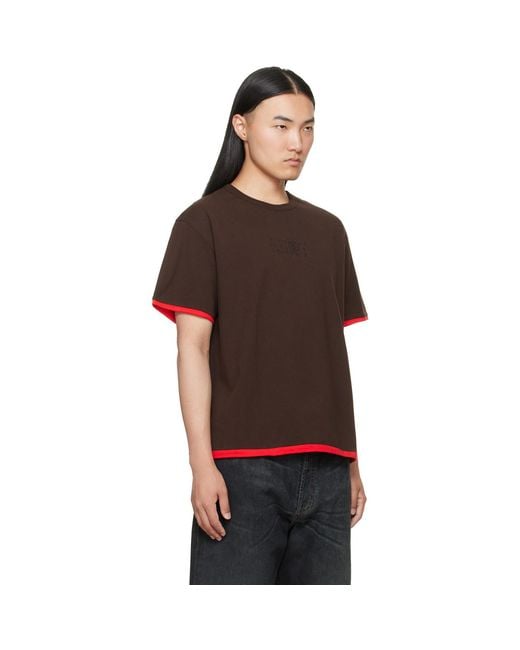 MM6 by Maison Margiela Brown Cotton Reversible T-Shirt for men