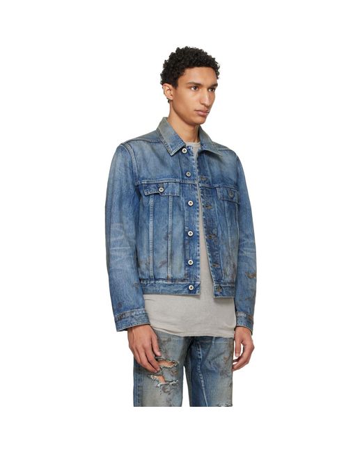 Rick Owens Blue Temple Trucker Denim Jacket for men
