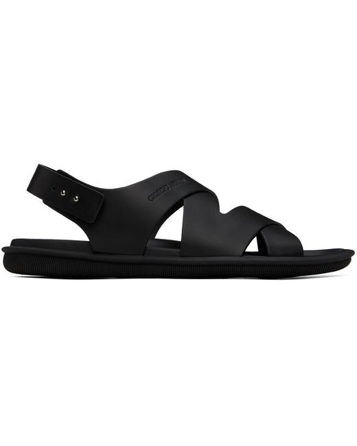 Giorgio Armani Black Criss-Crossing Sandals for men