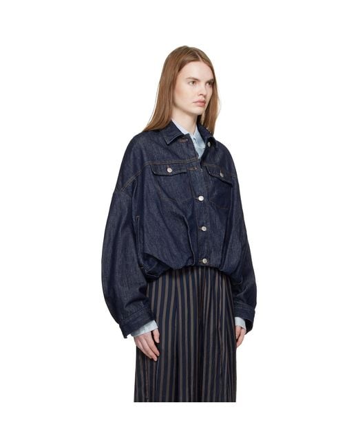 Dries Van Noten Blue Bubble Hem Denim Jacket