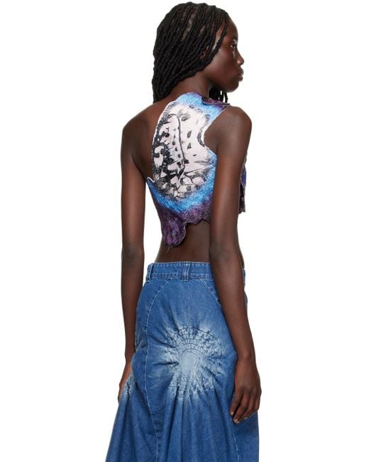 MASHA POPOVA Blue Ssense Exclusive Butterfly Tank Top