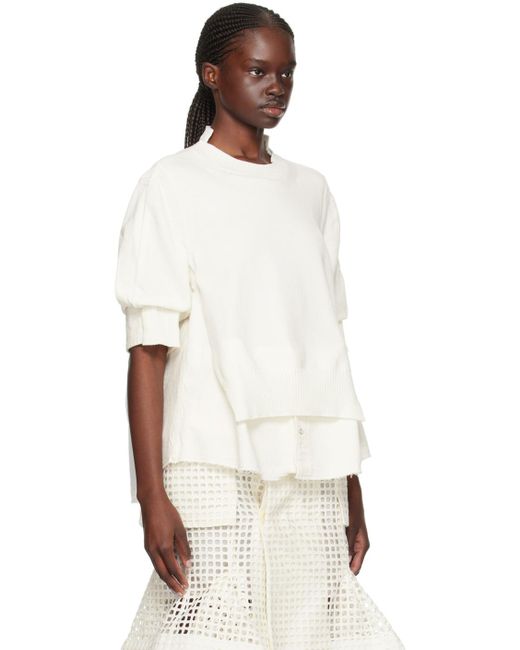 Sacai Multicolor Off-white Paneled Denim Shirt