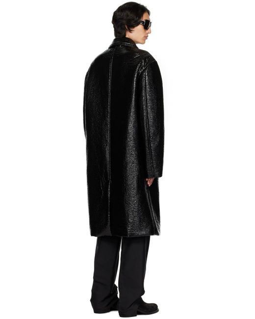 Dries Van Noten Black Crinkled Coat for men
