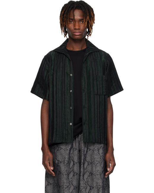 Chemise Noir Et Vert À Col Italien Needles pour homme en coloris Black