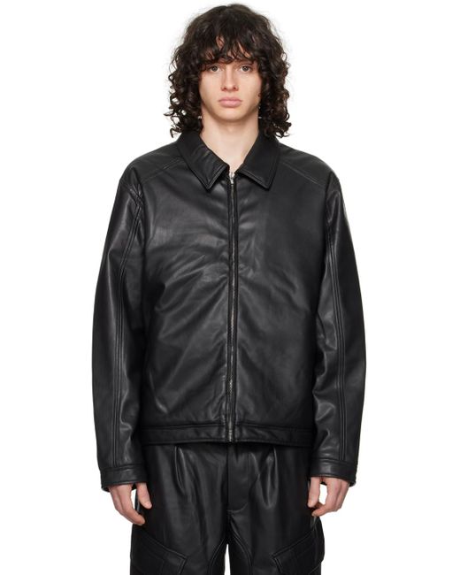 Sophnet Black Single Rider's Faux-leather Jacket for men