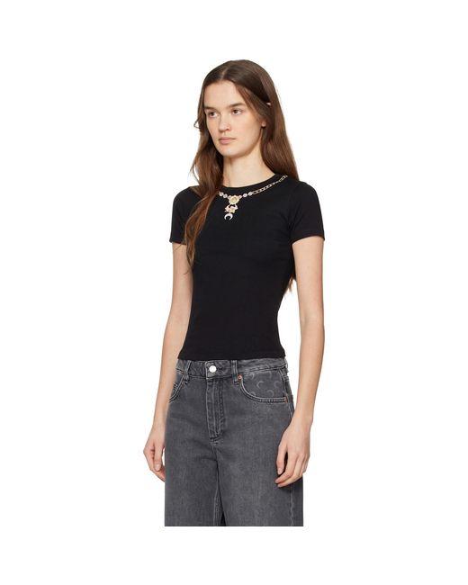 MARINE SERRE Black Trompe L'Oeil Jewelry Jersey Baby Fit T-Shirt