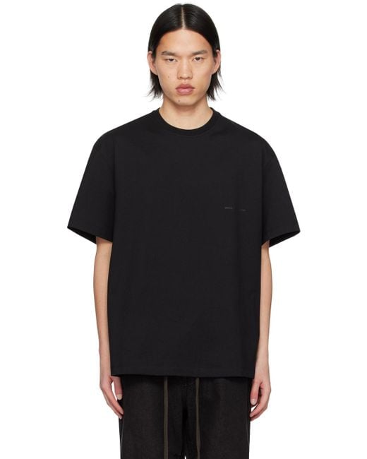 Wooyoungmi Black Leather Patch T-shirt for men