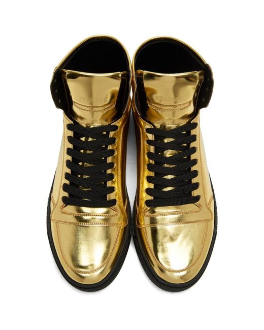 Versace Gold Medusa High top Sneakers in Metallic for Men Lyst