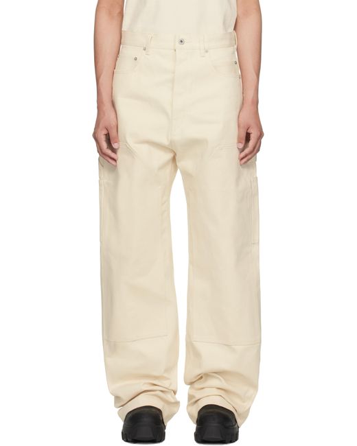 Rick Owens Natural Off- Hollywood Double Knee Geth Cut Jeans for men