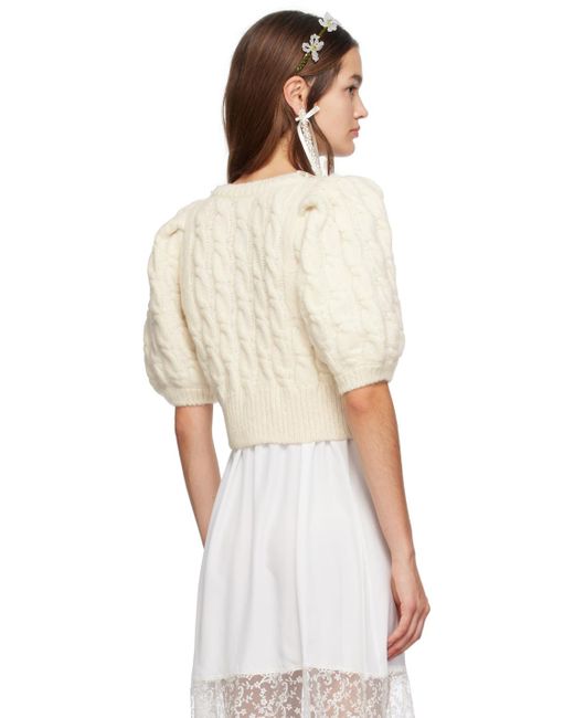 Simone Rocha Natural Off-white Cropped Cardigan