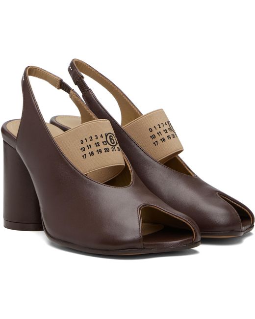 MM6 by Maison Margiela Brown Anatomic Numeric Slingback Heels