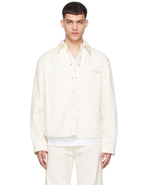 Chemise blanc cassé à logo et ornements brodés Marni pour homme en coloris White