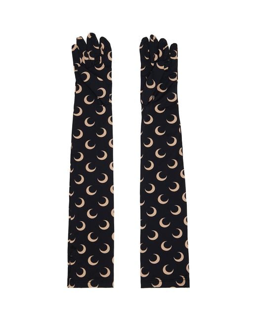 MARINE SERRE Black Recycled Moon Jersey Long Gloves