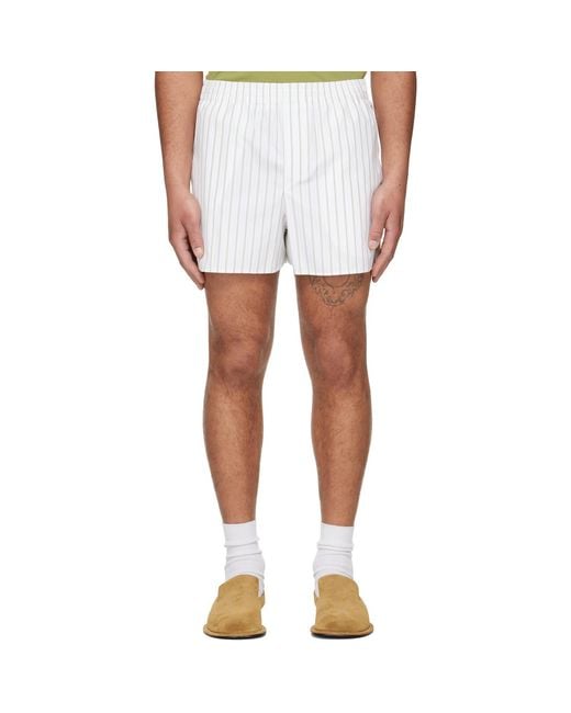 AMI White Off- & Cotton Elasticated Shorts for men