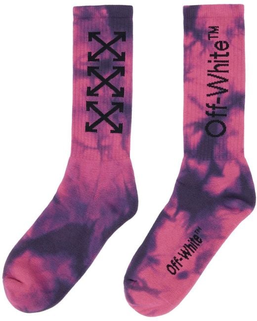 Off-White c/o Virgil Abloh Purple & Pink Arrows Tie-dye Socks