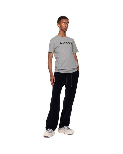 Moncler Black Flocked Logo T-Shirt for men