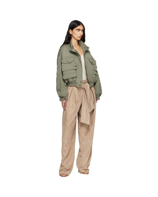 Balmain Natural Suede High-Waisted Trousers
