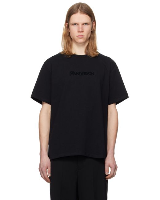 メンズ J.W. Anderson ブラック フロックロゴ Tシャツ Black